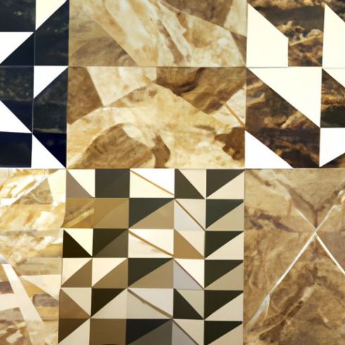 Tan color mix triangle shape marble and swimming pool mosaic tile for kitchen for floor for bathroom for wall Waterjet Black and