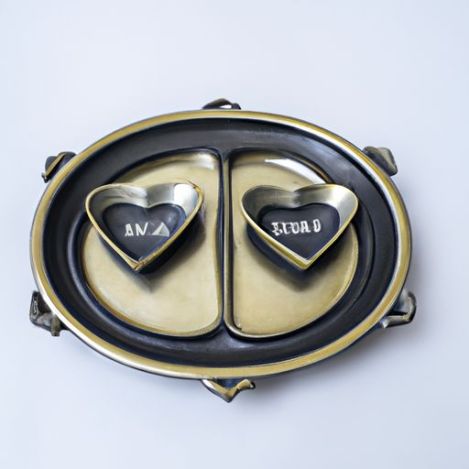 Etching Brass Antique Plating luxury marble Decorative Accents And Serving Tray Iron Heart Decorative Tray With Love