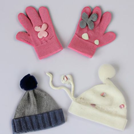 Gloves Set Boy Girl Warm Cotton baby girls Kids Beanies Stuff Children Accessories Newborn Bonnet Babies Photography Props Winter Baby Hat