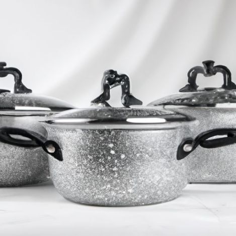 FORGED NON STICK COOKWARE pots for SET ALUMINUM FORGED CASSEROLE 3PCS ALUMINUM MARBLE PAINTING