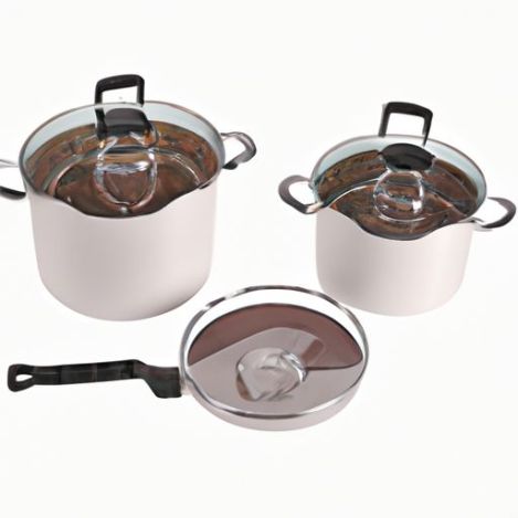 Olla de cocina de aluminio con palo, juego para freír con sartén de silicona, cacerola, juegos de utensilios de cocina con tapa de vidrio, alta calidad, no