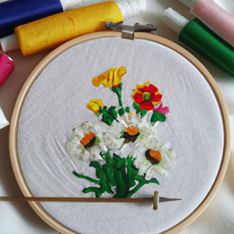 Thread Painting DIY Needlework Kits 14CT embroidery kit Daisy Home DecorationEmbroidery Crafts, C Crafts HUACAN Cross Stitch Embroidery Flower