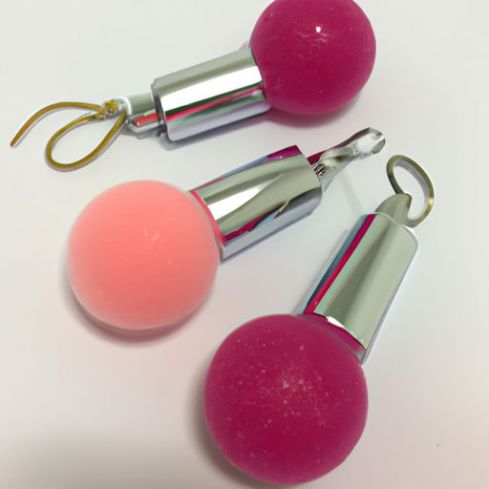 keychain lip gloss fruit flavored lip lip liner pencil gloss makeup Hot selling Pompom plush ball hanging