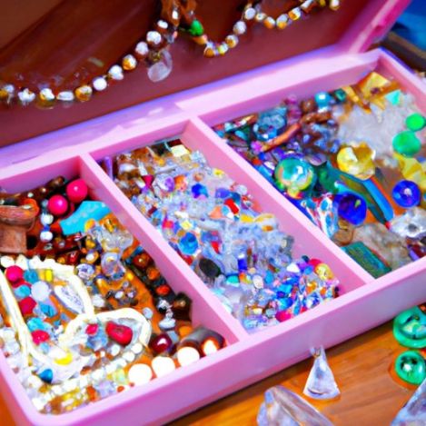 treasure chest set children girl toys style accessories jewelry making toys diy acrylic plastic crystal beads Princess gem diamond