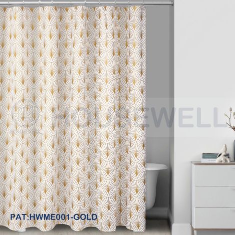 Cationic Fabric Bathroom Shower Curtain, Water Repellent, Mildew Resistant, Quick Dry