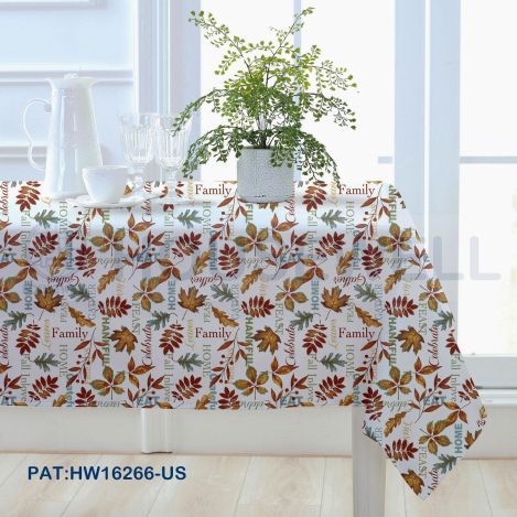 Printed PEVA Flannel Party Tablecloth, Water Repellent,Eco-Friendly, Heavy Duty