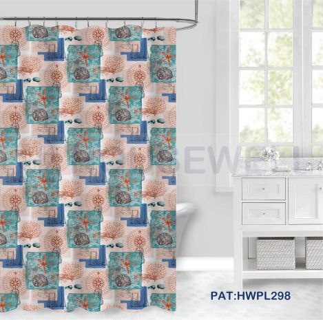 Printed Premium Polyester Shower Curtain Liner, Quick Drying, Mildew Resistant